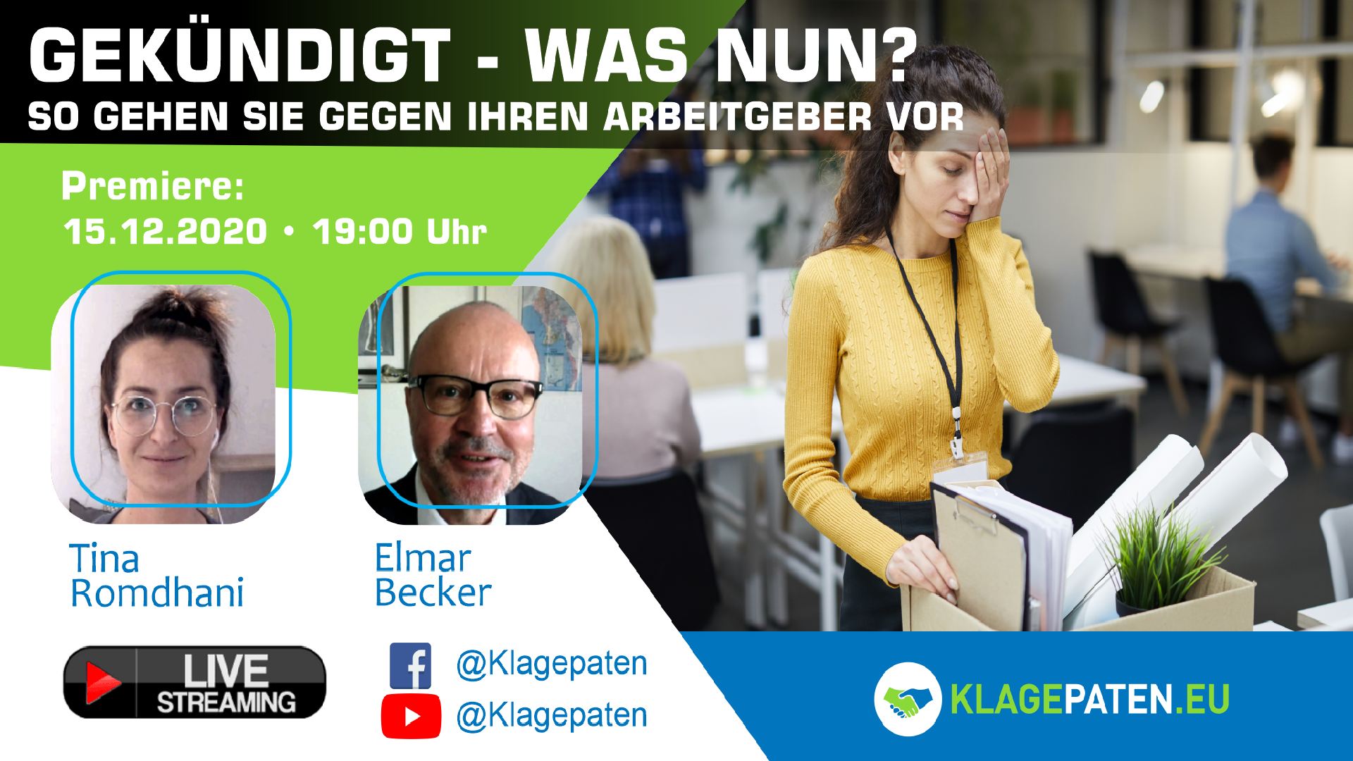 Klagepaten TV #20: Gekündigt – was nun? Deine Rechte im Falle einer Kündigung!